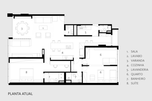 plantas de apartamento 3 quartos em L