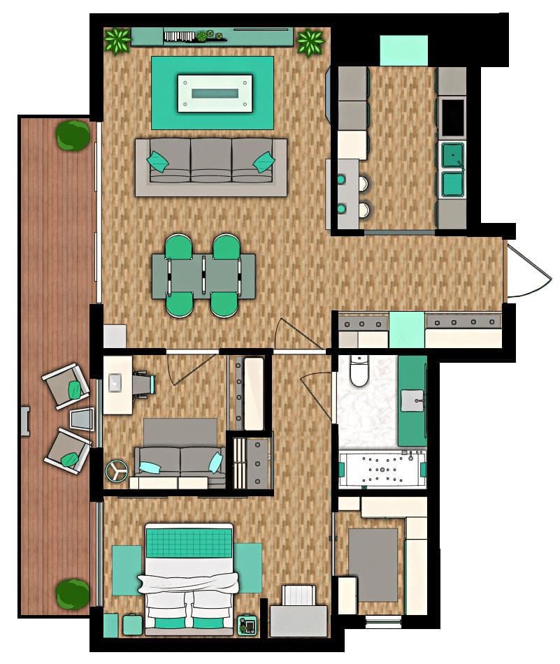 planta baixa apartamento com suíte