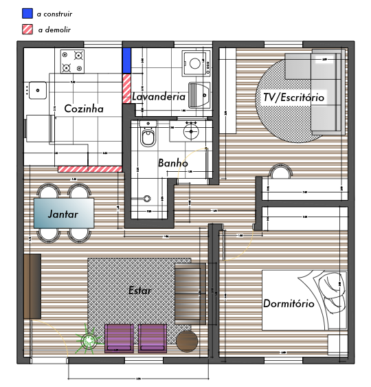 layout apartamento compacto