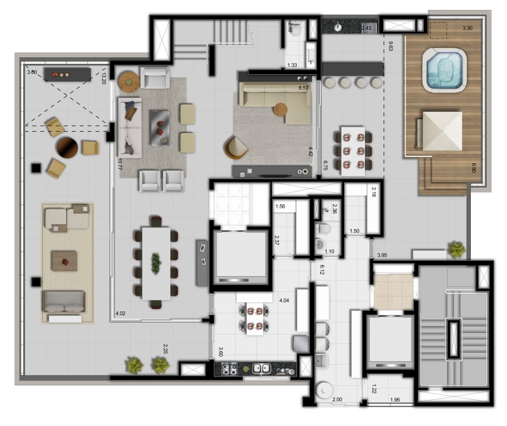 apartamento 1 quarto pequeno planta