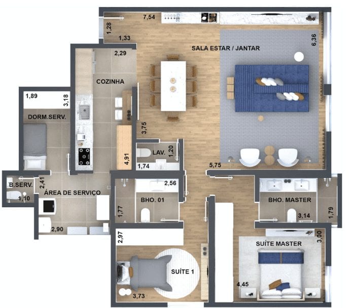 planta baixa apartamento 2 quartos