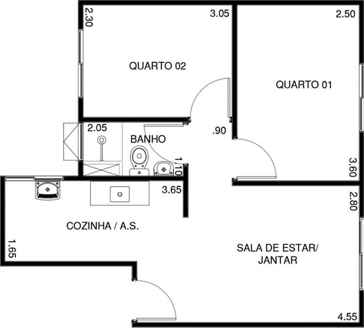 planta baixa apartamento 3 quartos
