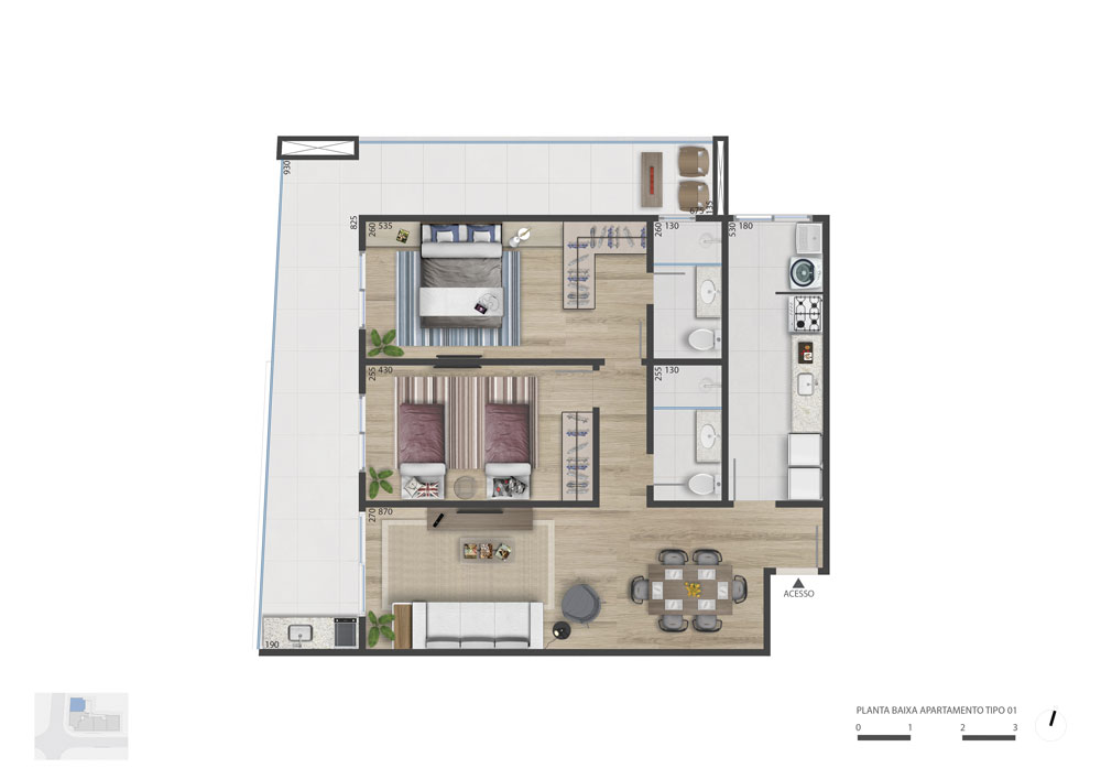 planta baixa apartamento studio