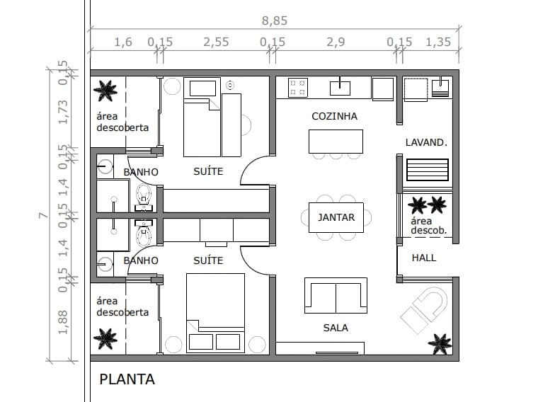 planta baixa apartamento com varanda