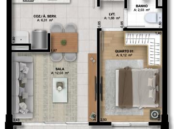 apartamento 1 quarto 50m2