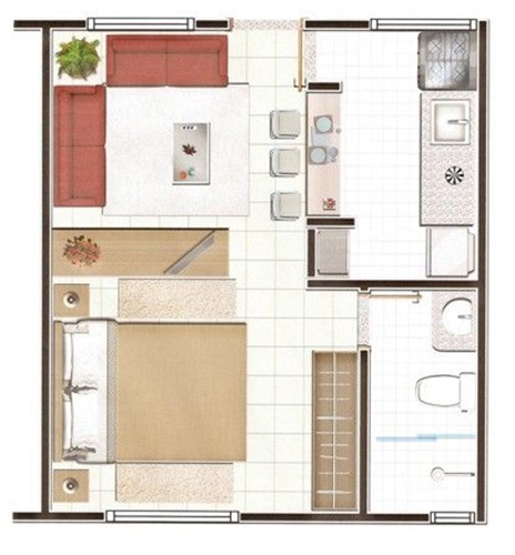 apartamento 1 quarto com área de serviço