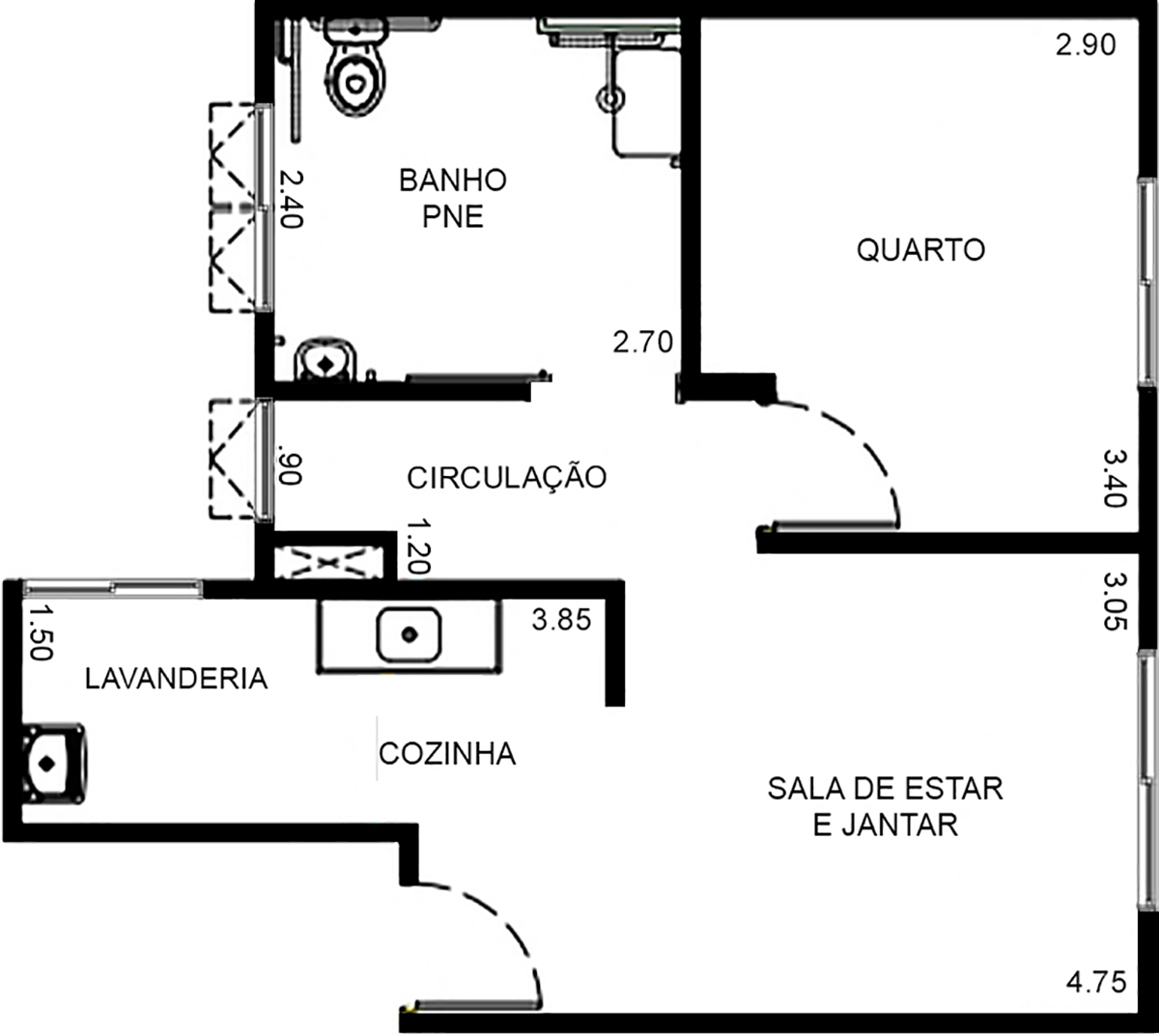 metragem apartamento 1 quarto
