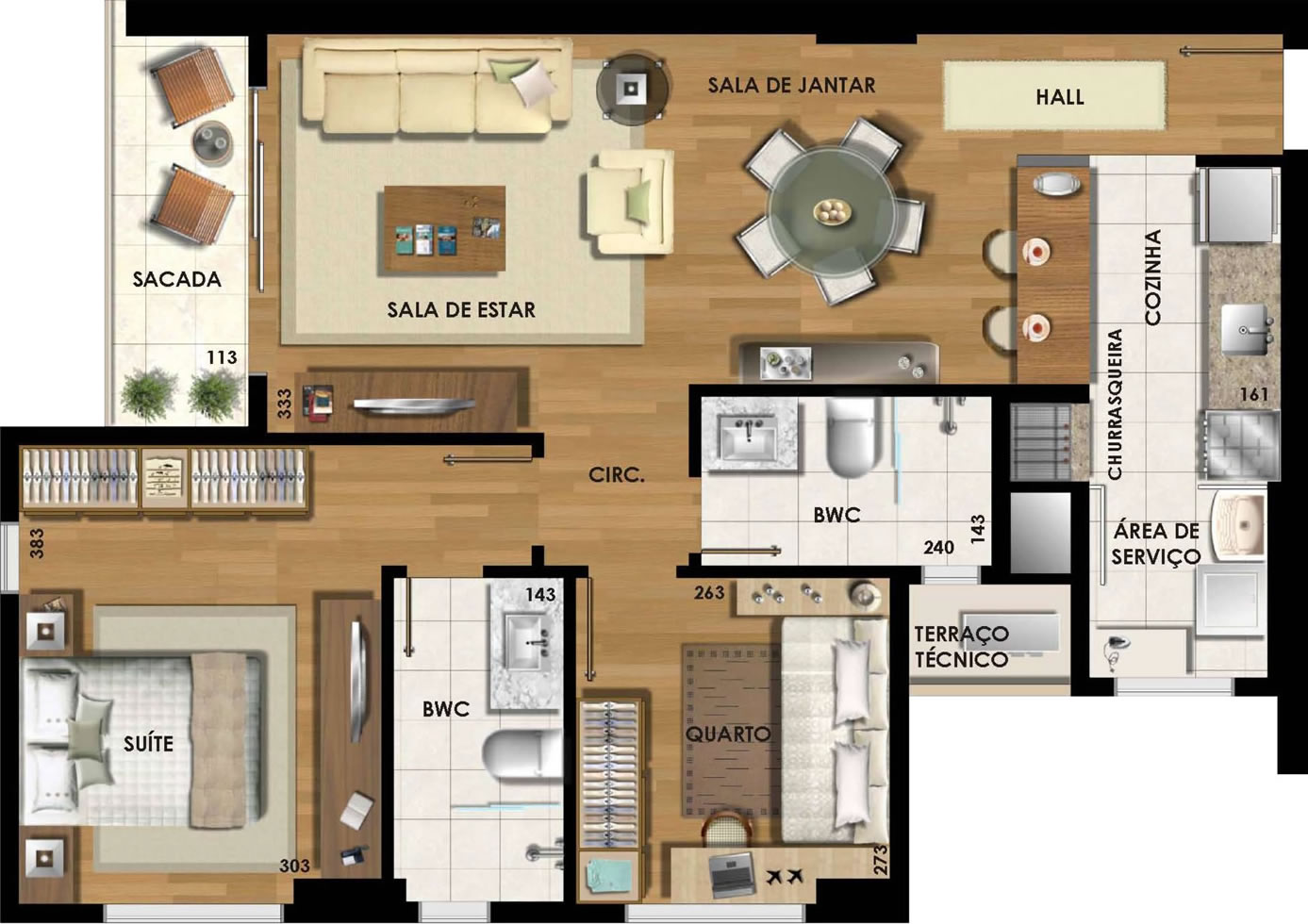 planta apartamento 2 quartos com escritorio