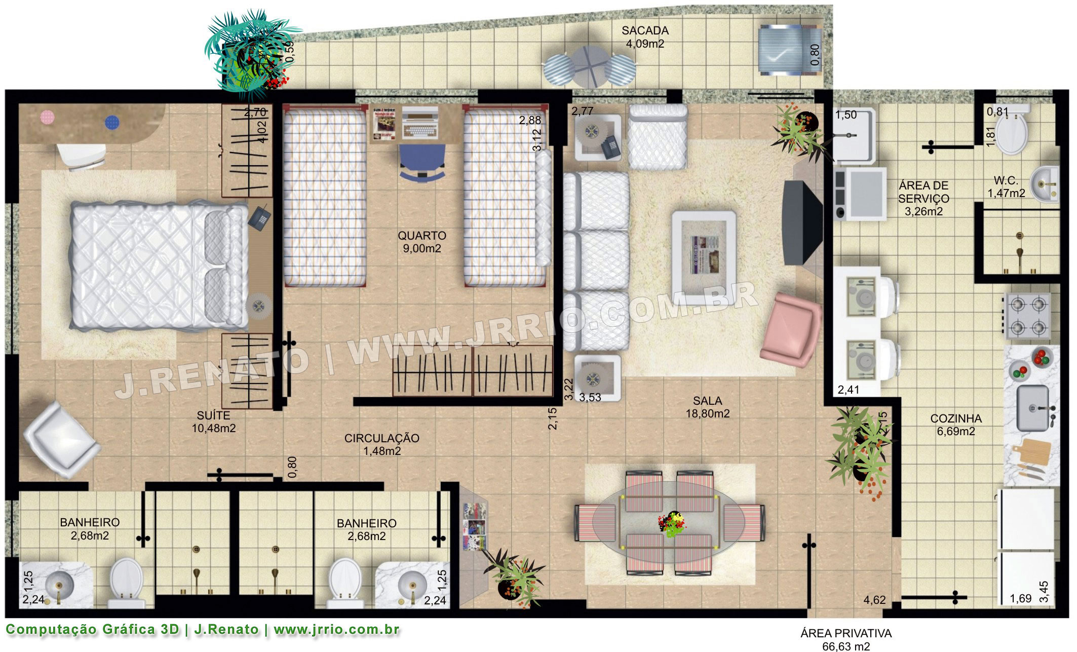 planta apartamento 2 quartos com suite e closet