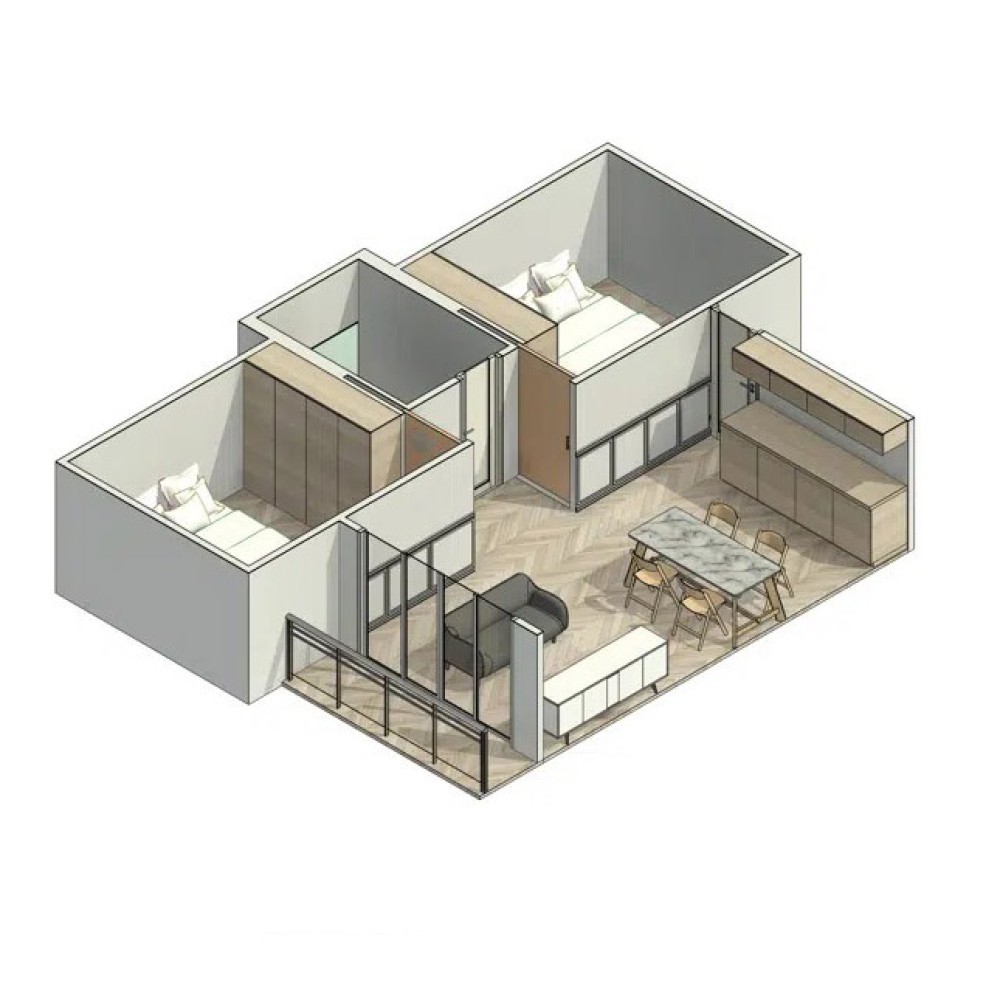 planta apartamento 2 quartos com 2 suites
