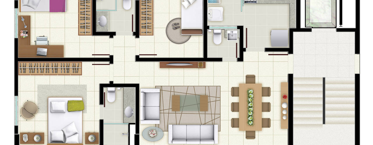 plantas de apartamentos compactos