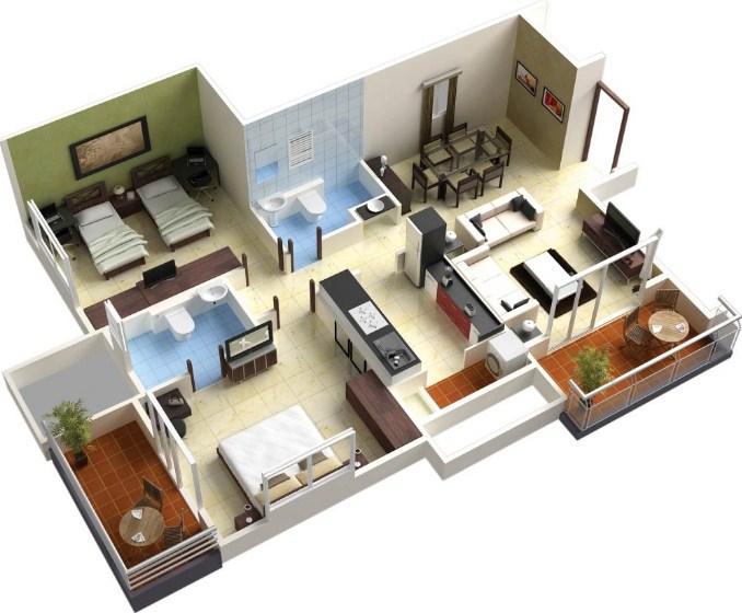 plantas de apartamentos integradas