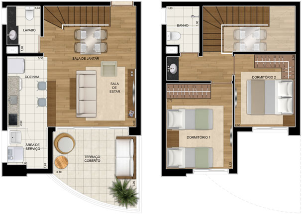 planta de apartamento 2 quartos suite