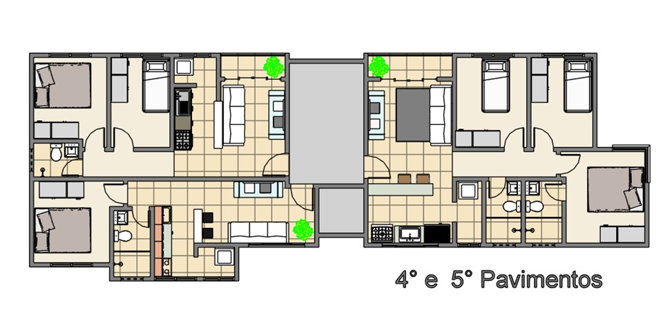 planta de apartamento 2 quartos 80m2