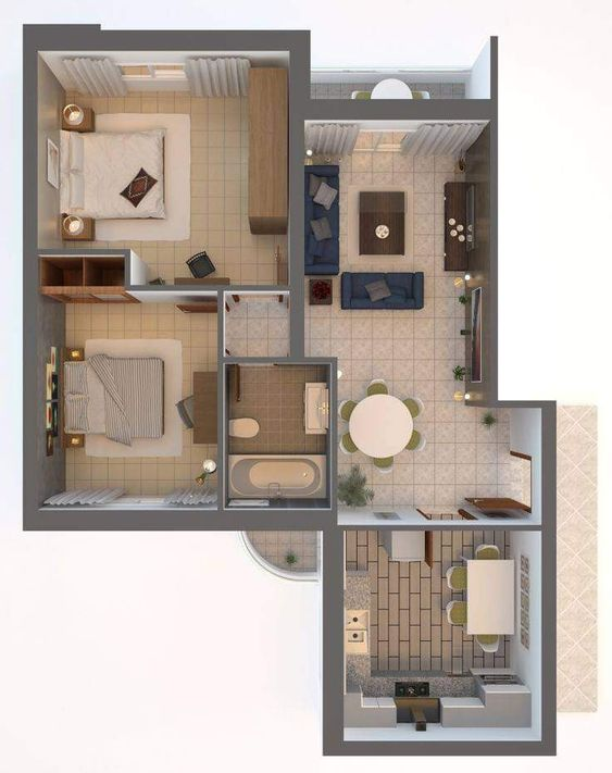 plantas de apartamento 2 quartos para comprar