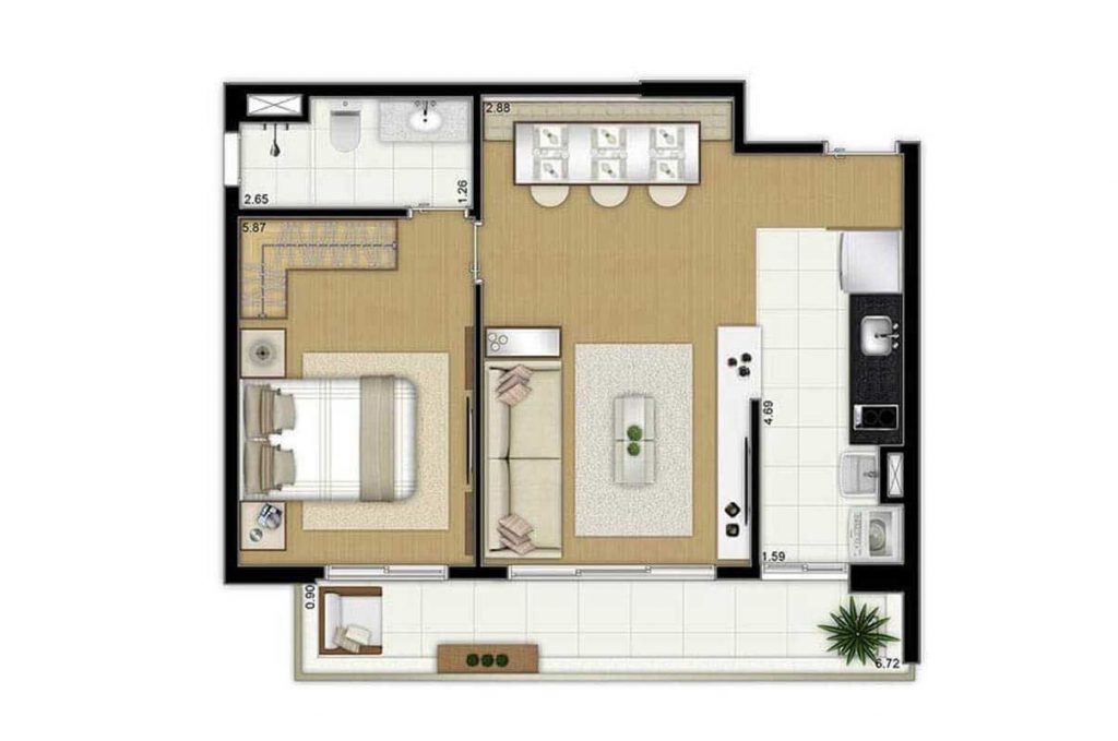 cores para apartamento pequeno
