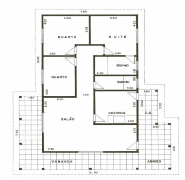 plantas de apartamento 2 quartos compacto