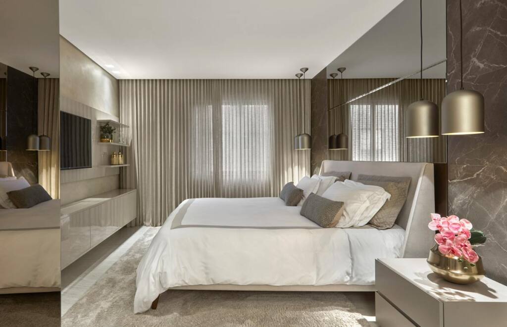Quarto casal planejado apartamento luxo