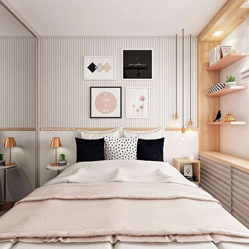 quarto de casal pequeno planejado