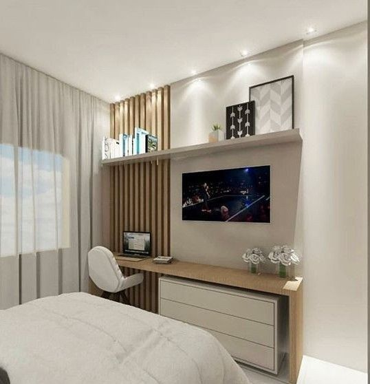 quarto casal pequeno com guarda roupa planejado