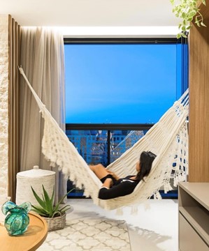 decoração com rede em apartamento