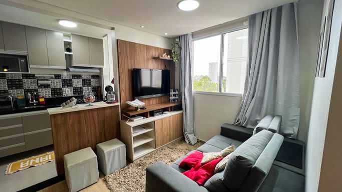 decoração sala mrv 40m2
