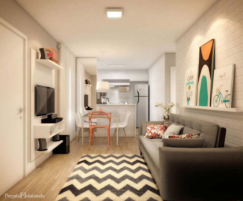 sala de apartamento integrada