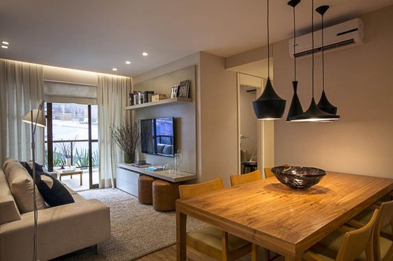 cores para sala de estar e jantar integradas apartamento pequeno