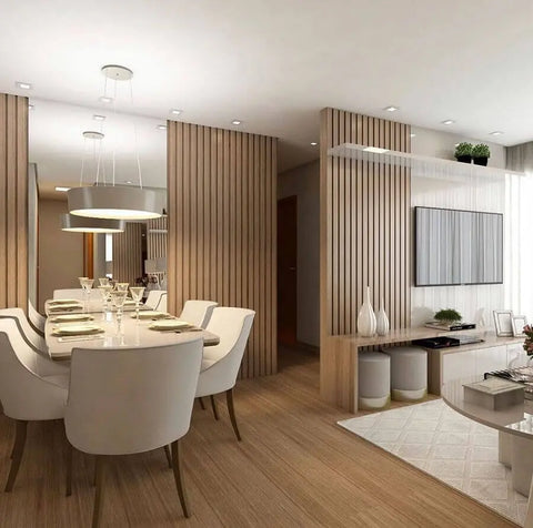 layout sala de jantar e estar apartamento pequeno