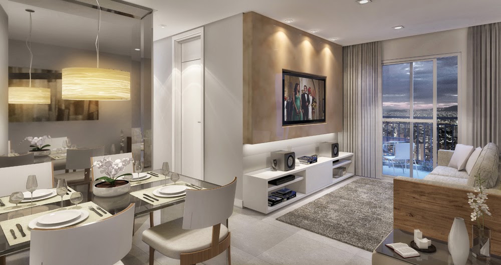 sala de jantar e estar juntas apartamento pequeno decoração