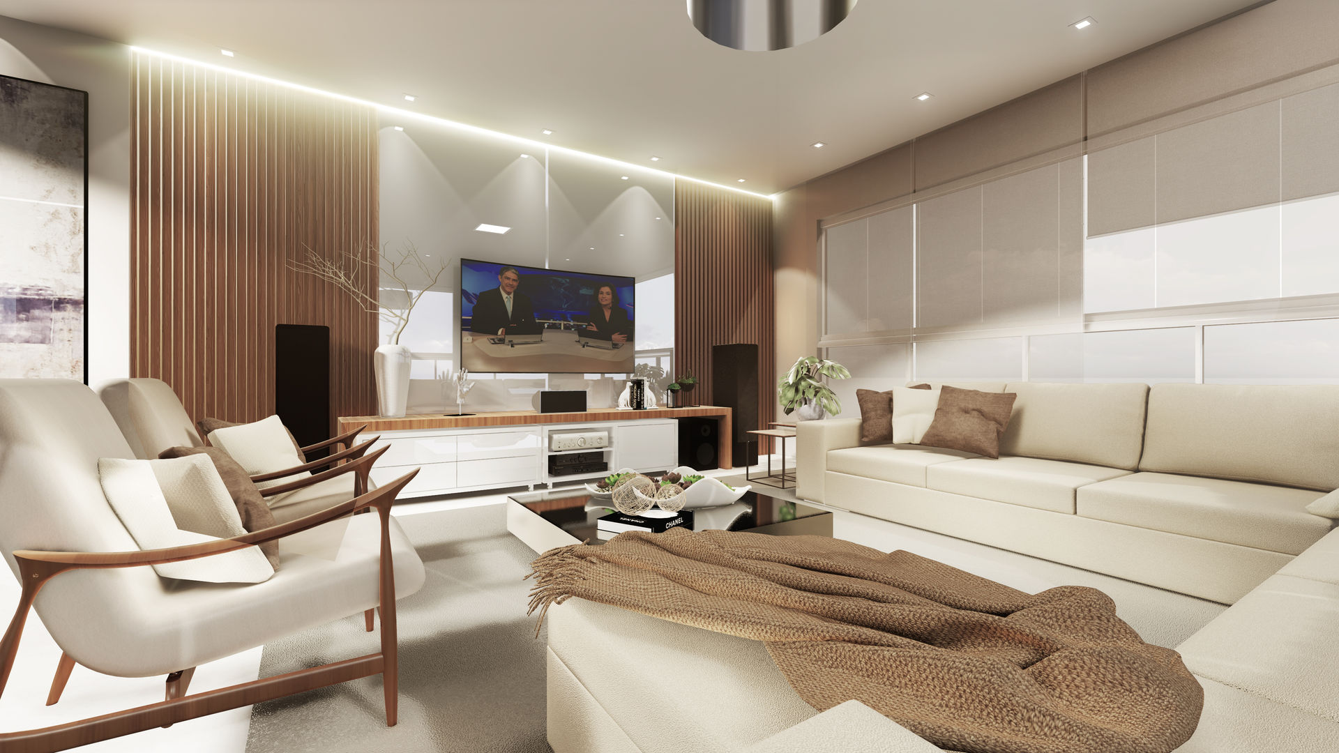 sala planejada apartamento com varanda