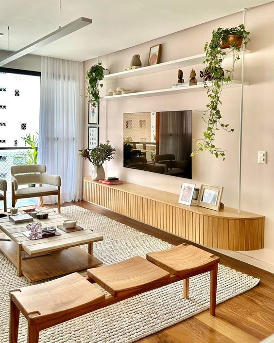 sala planejada apartamento cores claras