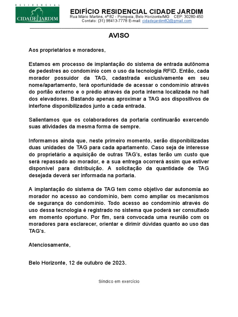 tag de segurança apartamento
