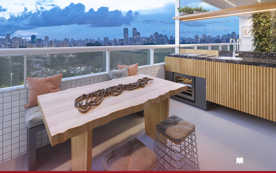 varanda gourmet apartamento com forno a lenha luxo