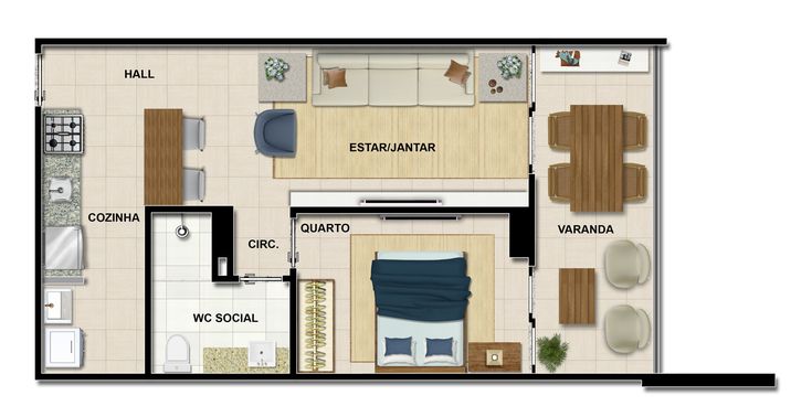 apartamento 1 quarto decoração