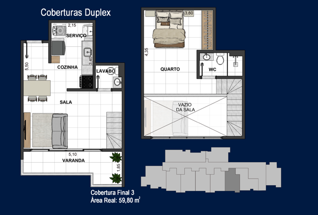 apartamento studio planta