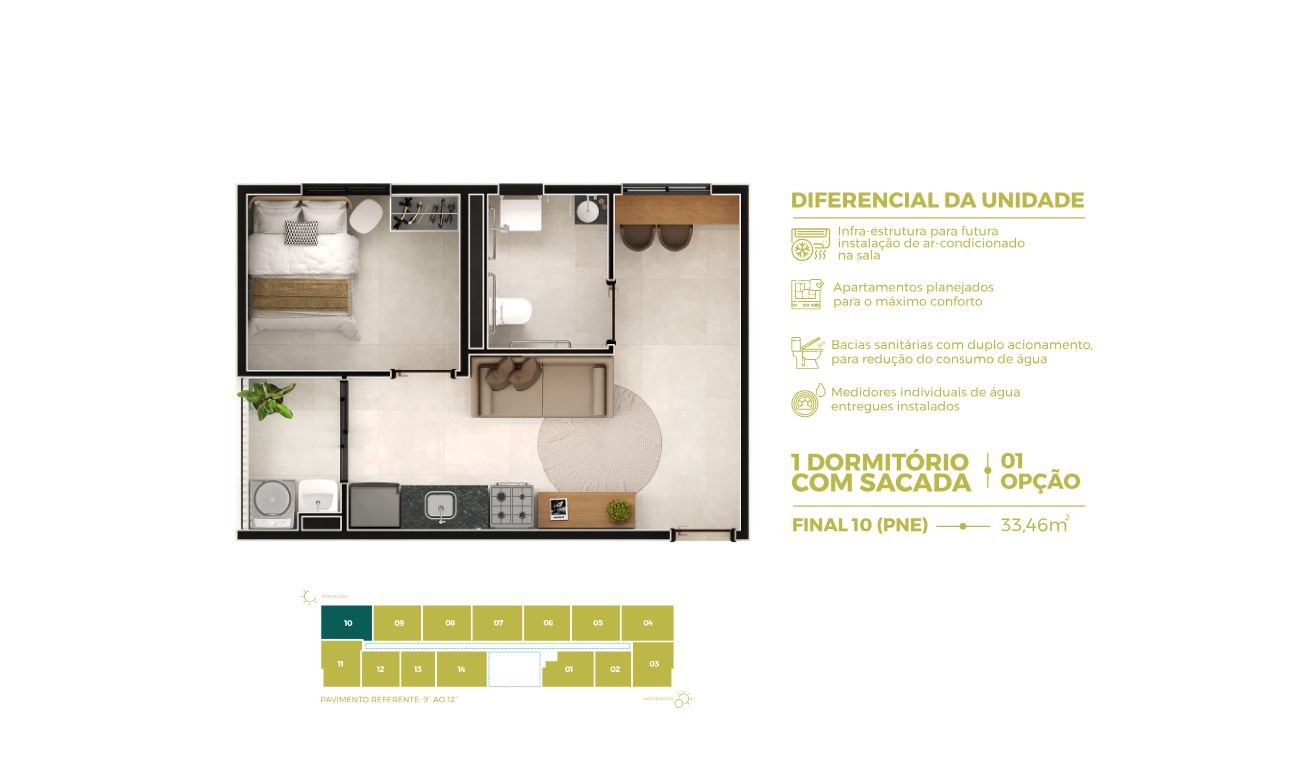 apartamento conjugado 1 quarto