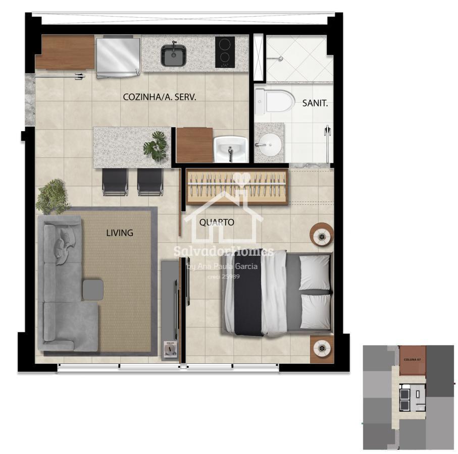 tamanho ideal apartamento 1 quarto