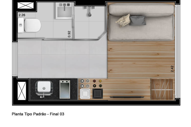 apartamento 1 quarto pequeno