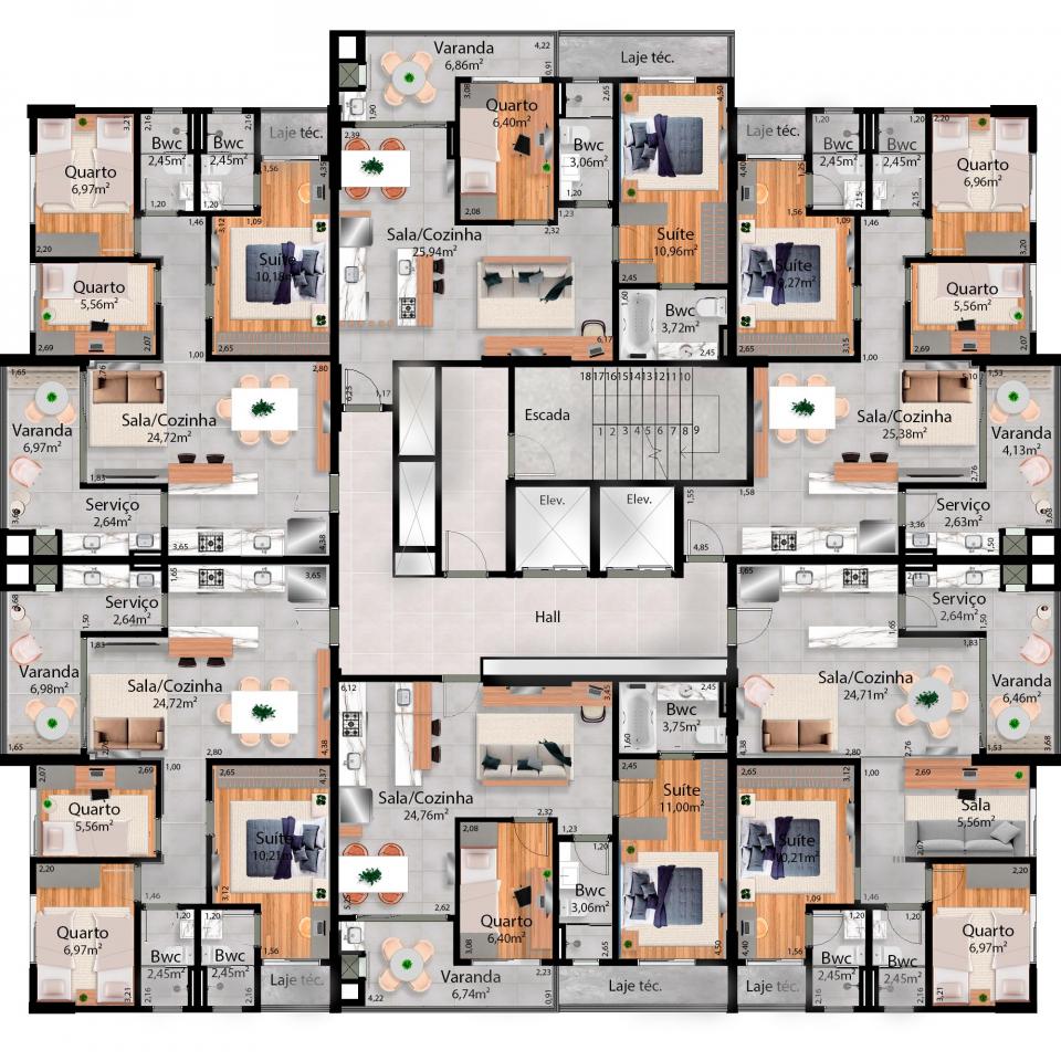 apartamento 45m2 otimização espaço