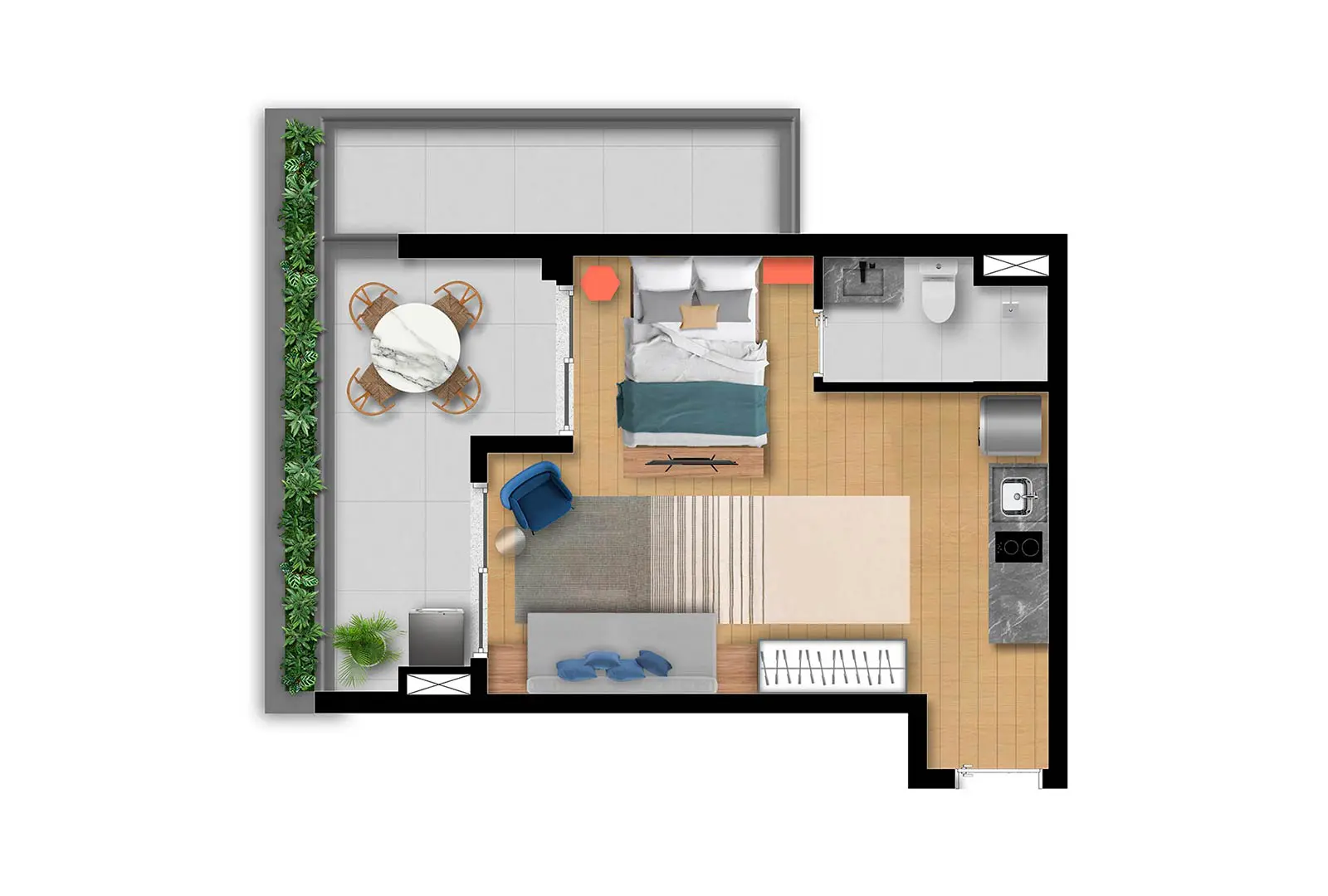 layout apartamento 45m2