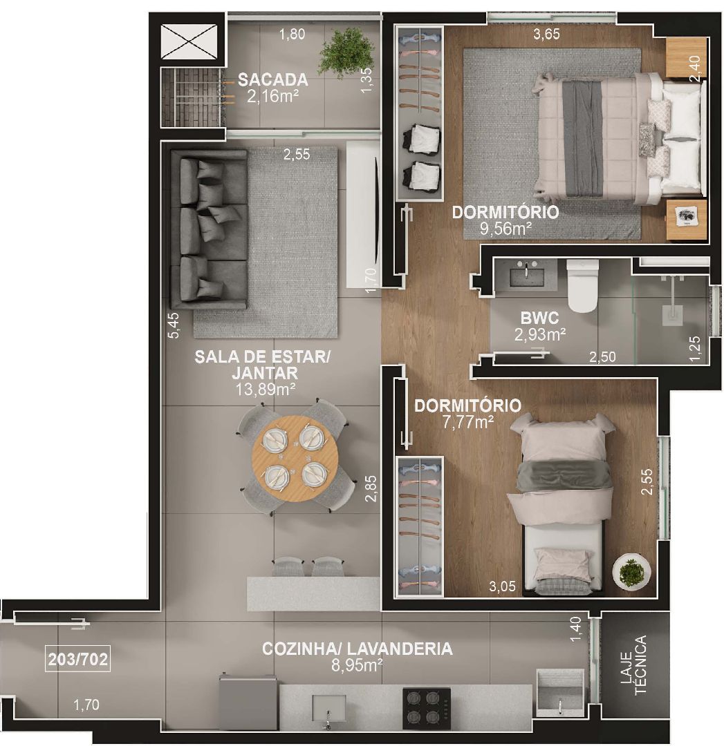 apartamento pequeno planta