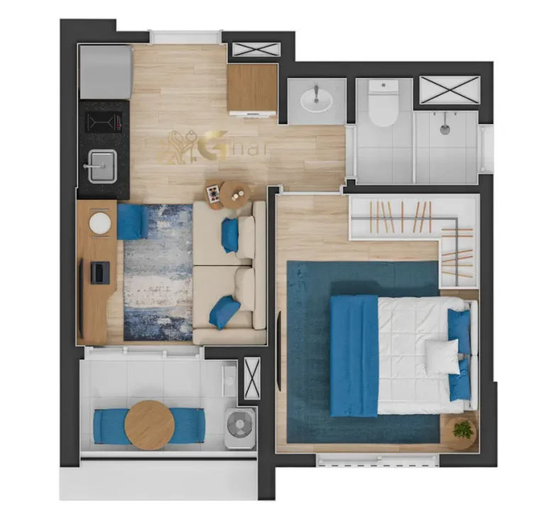 apartamento 45m2 com varanda