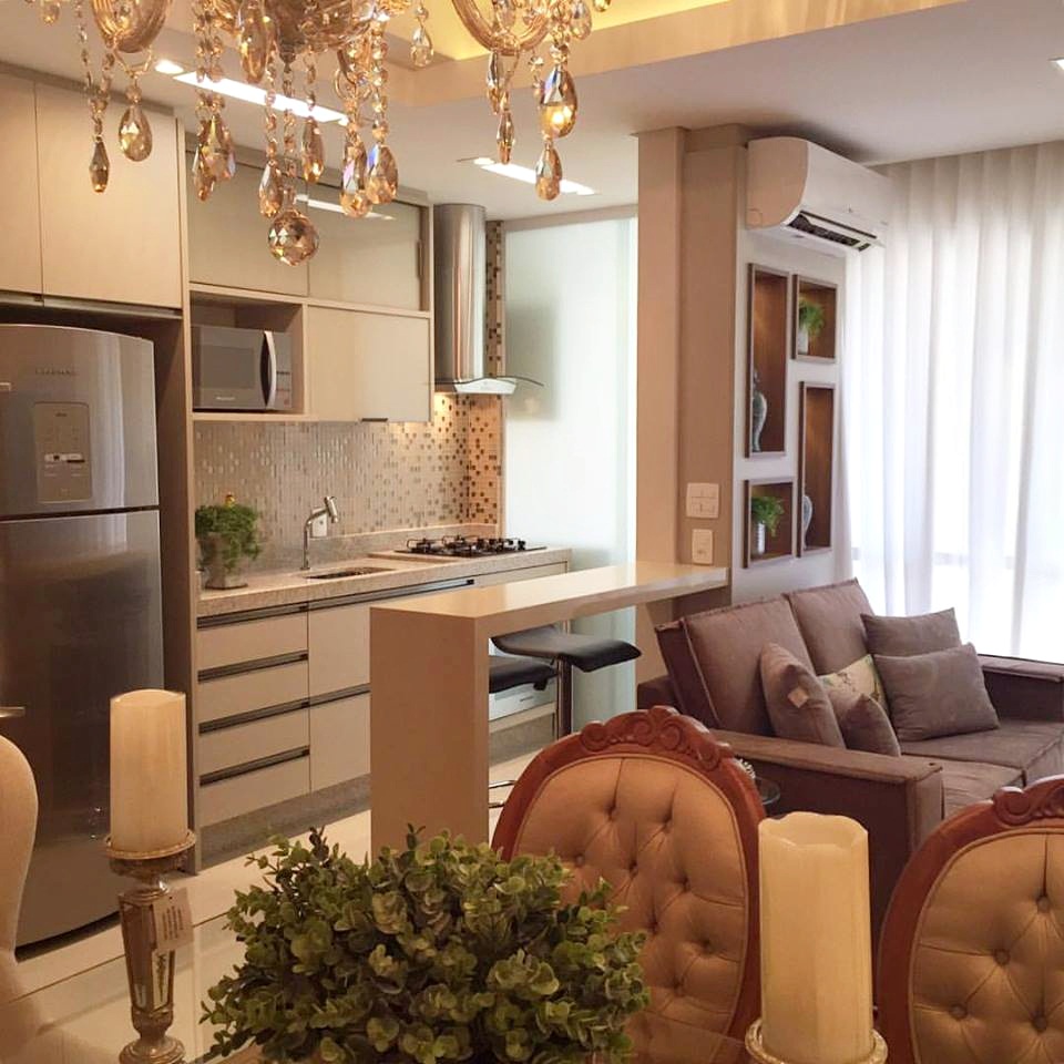 apartamento pequeno sala e cozinha integrada