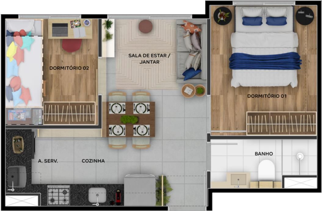 móveis planejados para apartamento pequeno tenda