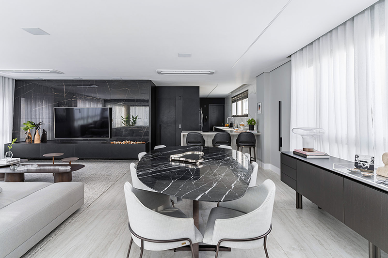 decoração sala preto e cinza