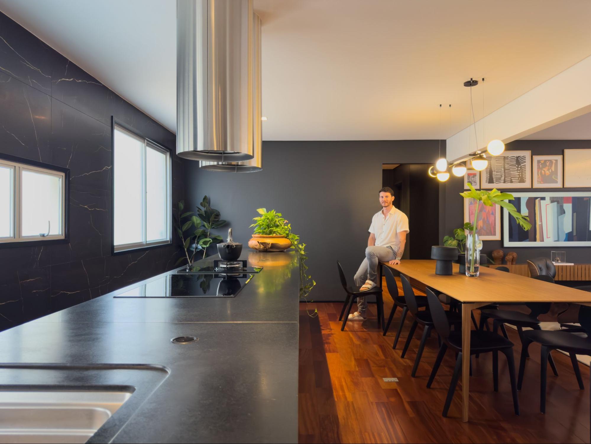 apartamento preto e cinza moderno