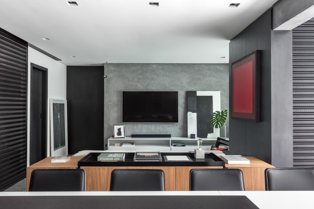 apartamento minimalista preto e cinza