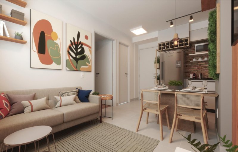 apartamento tenda sala e cozinha integradas