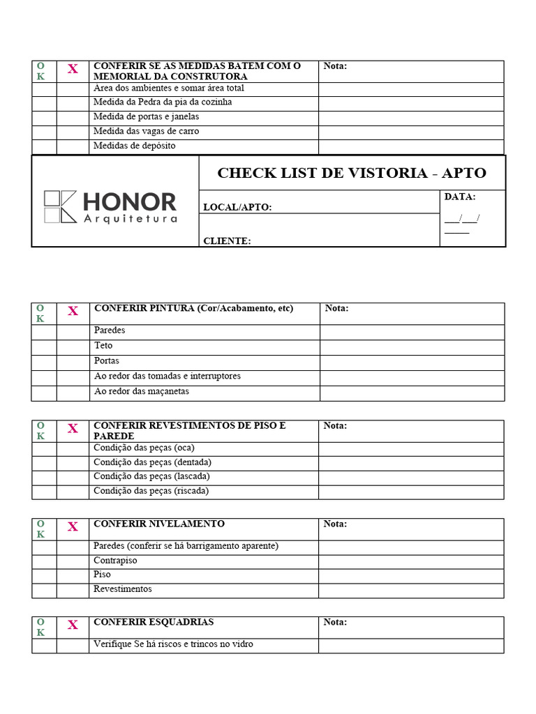 checklist vistoria imóvel word